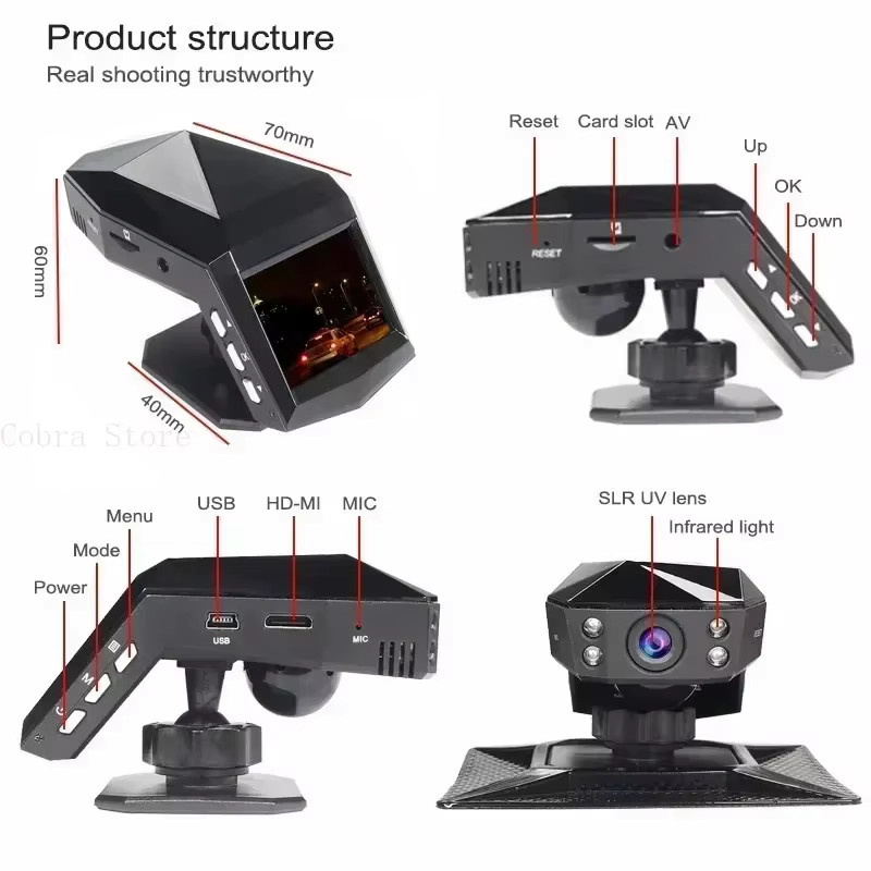 4K UHD Dash Cam Auto DVR mit 1080P Videoaufnahme, 170 Grad Weitwinkel und Nachtsicht, Schwarz - Bild 2