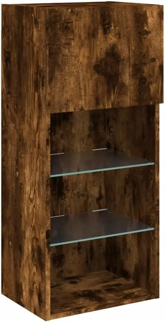 vidaXL TV-Schrank aus Holz mit LED-Beleuchtung in Räuchereiche, Braun, B/T/H: 40,5 x 30 x 90 cm - Bild 1