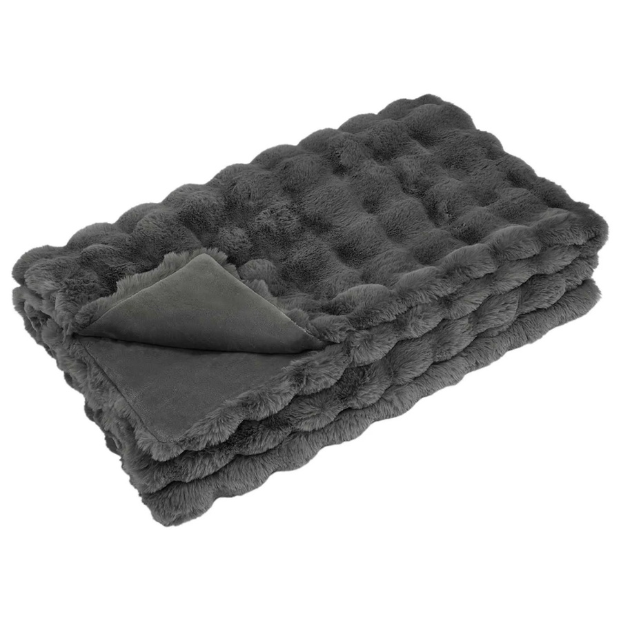 vidaXL Kunstfell Decke aus Polyester in Dunkelgrau B: 240 cm, T: 270 cm - Bild 2