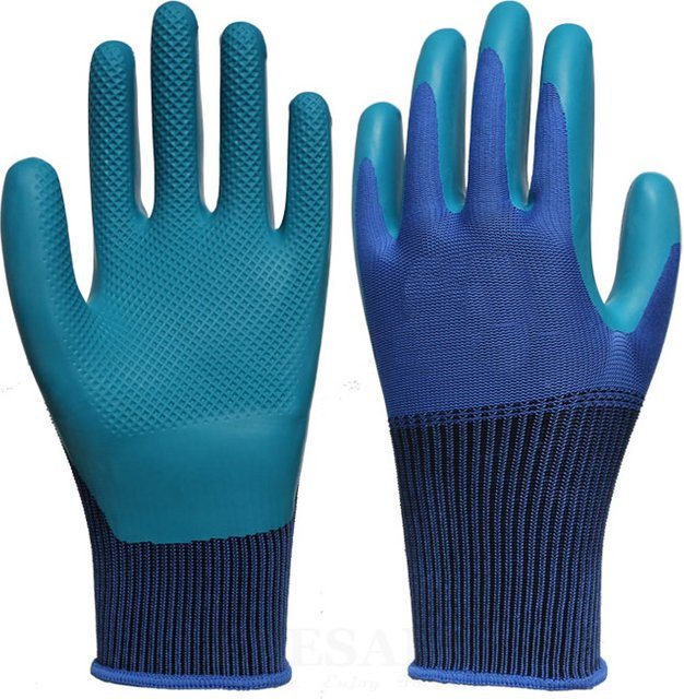 ELESESAFE Arbeitshandschuhe Super Grip gummibeschichtet wasserdicht und verschleißfest in Rot und Blau - Bild 1