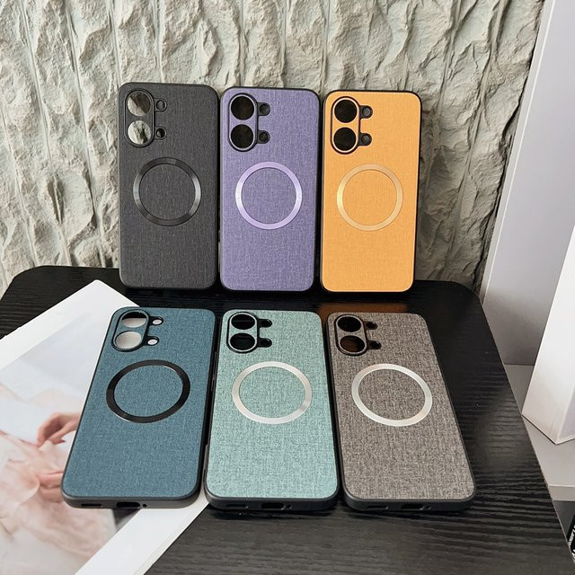 Magnetische Schutzhülle mit gewebtem Stoffmuster für Xiaomi POCO X8 Pro Max X7 Pro F8 Ultra F7 M8 Pro Note 15 Pro Plus in Grau - Bild 1