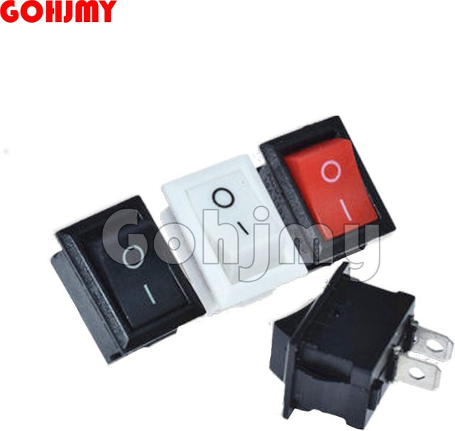 10er Set GOHJMY KCD1-117S Rocker Schalter SPST Panel Mount Netzschalter Schwarz, B/H: 15 x 21 mm, 6A/250V 10A/125V - Bild 1