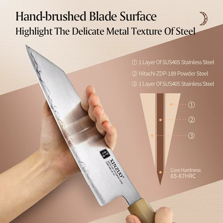 XINZUO Kiritsuke-Messer aus japanischem ZDP-189 Power Steel mit Holz-Geschenkbox, 21 cm - Bild 2