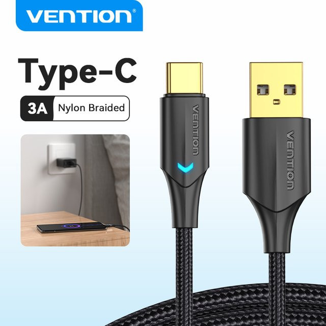 Vention USB C-Kabel PD 60 W Schnellladekabel USB auf Typ C in Schwarz - Bild 1