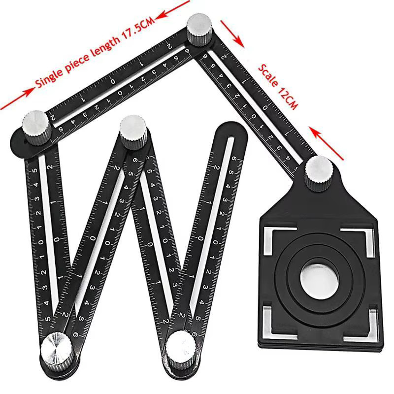 Multi Winkel Mess Lineal aus Aluminium in Schwarz für Bau und DIY-Projekte - Bild 2