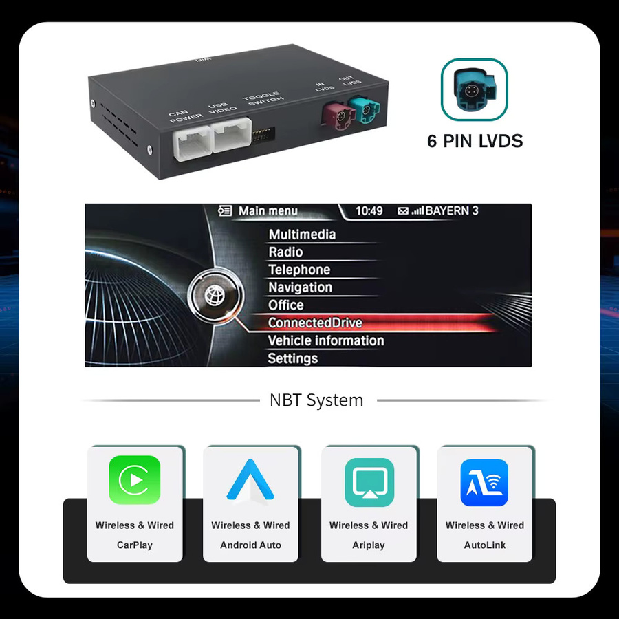 REEIIO Wireless CarPlay und Android Auto Decoder Box mit Bluetooth und Mirror Link für BMW NBT EVO Systeme (F48, F88, F15, F85, F16) - Bild 5
