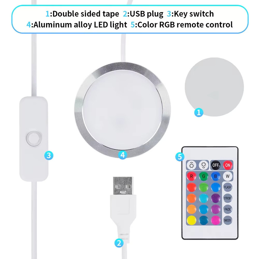 HEGEHE RGB LED Schranklicht-Set mit Fernbedienung, USB 5V, 3W, Multicolour und Silber - Bild 3