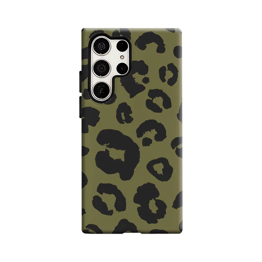 Stoßfeste Doppelschicht Handyhülle mit Leopardenmuster in Olivgrün für Samsung Galaxy S25 Ultra, S24, S23 Ultra und S23 Plus - Bild 6