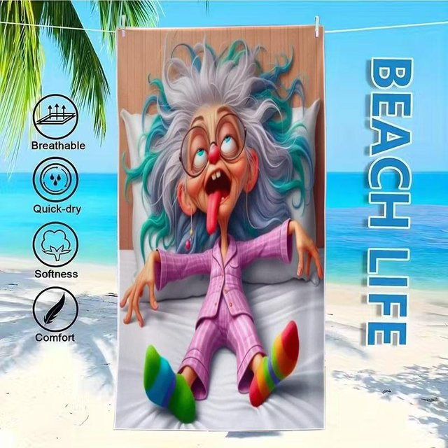 Schnelltrocknendes Cartoon Strandtuch von JMG Household Supplies für Strand, Pool und Camping, B/B: 100 x 200 cm, Mehrfarbig - Bild 1