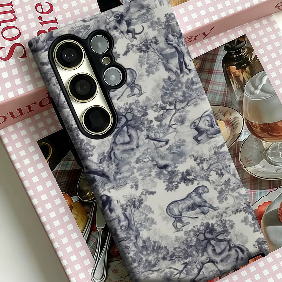 Vintage Safari Tapisserie Handyhülle für Samsung Galaxy S25 Ultra, S24 und S23 Ultra Plus, stoßfeste Doppelschicht Rückabdeckung - Bild 4