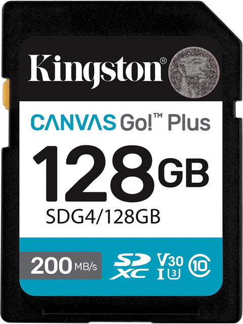 Kingston Canvas Go Plus SDXC Speicherkarte, 128 GB, V30, A2, Schwarz - Bild 1