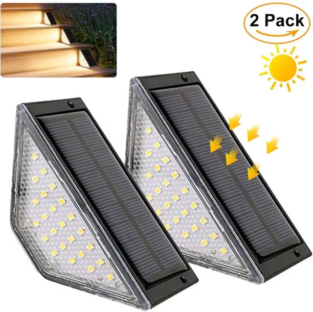KDULIT Solar-Stufenleuchten für den Außenbereich in Schwarz mit warmweißem Licht, IP66 wasserdicht, moderne Einbauleuchten für Terrasse und Hof - Bild 1