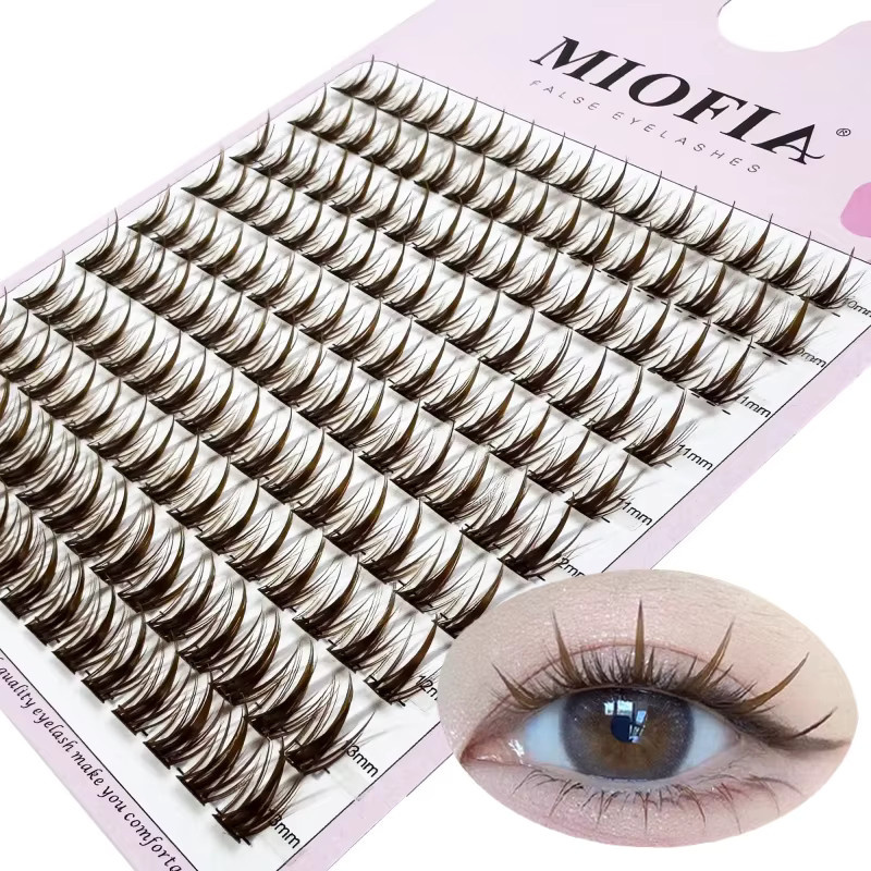 MIOFIA Einzelwimpernverlängerung, Braune 3D Russische Wimpernbündel, 160 Stück - Bild 2