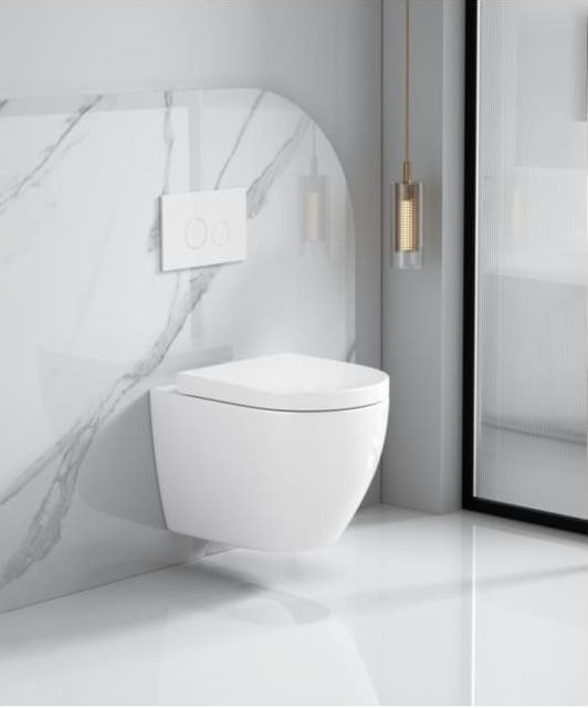 sanicomfort Wand-WC-Set Adonis 2.0 Hänge-WC in Weiß mit spülrandloser Keramik, Turbo Flush Spültechnik und WC-Sitz mit Absenkautomatik - Bild 1