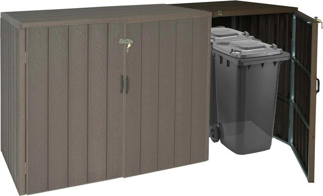 MCW Mülltonnenbox Erweiterung J28 WPC-Mülltonnenverkleidung in Braun, H x B x T: 105 x 117 x 79 cm - Bild 1