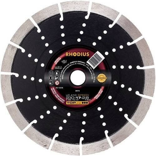 Rhodius SPEED LD410 Diamanttrennscheibe für Naturstein und Beton, Farbe: Schwarz, Durchmesser: 115 mm, Bohrungs-Ø: 22,23 mm - Bild 1