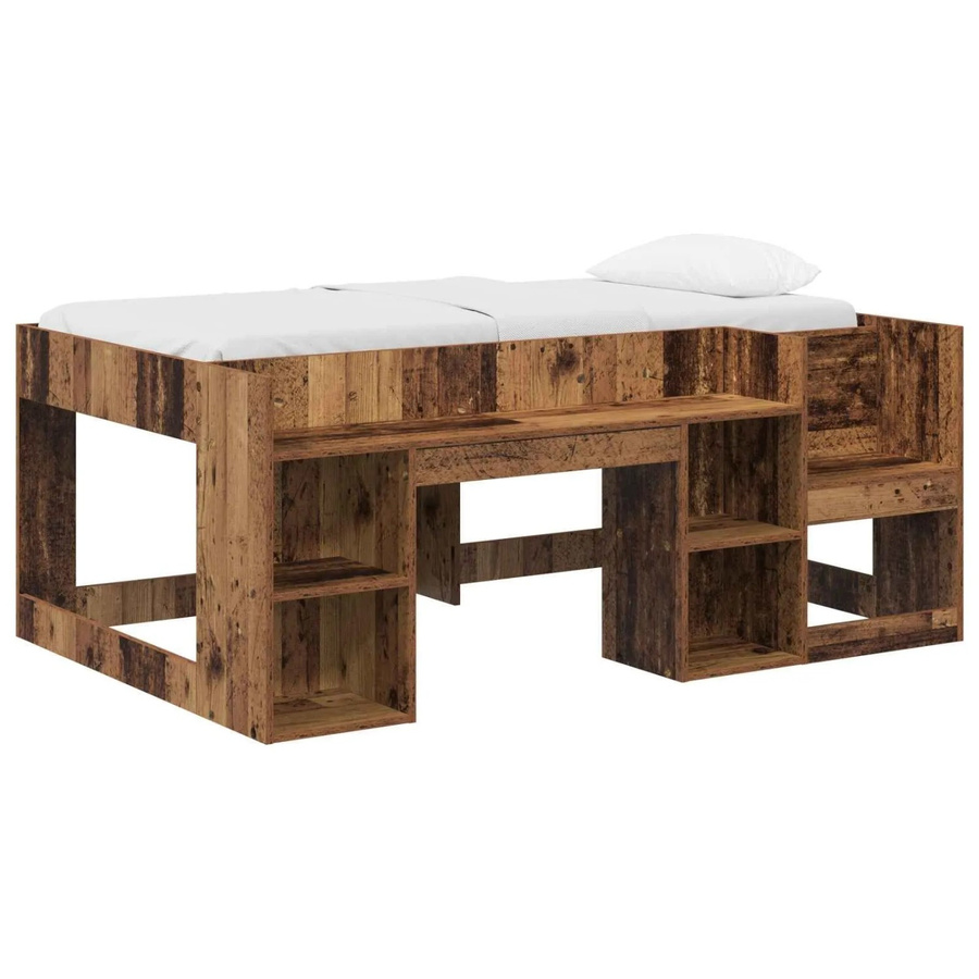 vidaXL Kinderbettgestell mit Stauraum in Altholz-Optik, Farbe: Braun, B/T/H: 160 x 80 x 45 cm - Bild 2