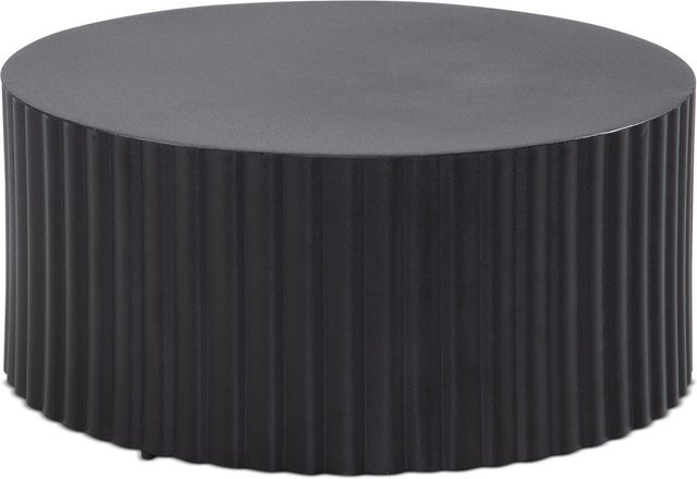 Runder Couchtisch von Wohnling in Schwarz mit Lamellenoptik aus pulverbeschichtetem Eisen, B/T/H: 67 x 67 x 31 cm - Bild 1