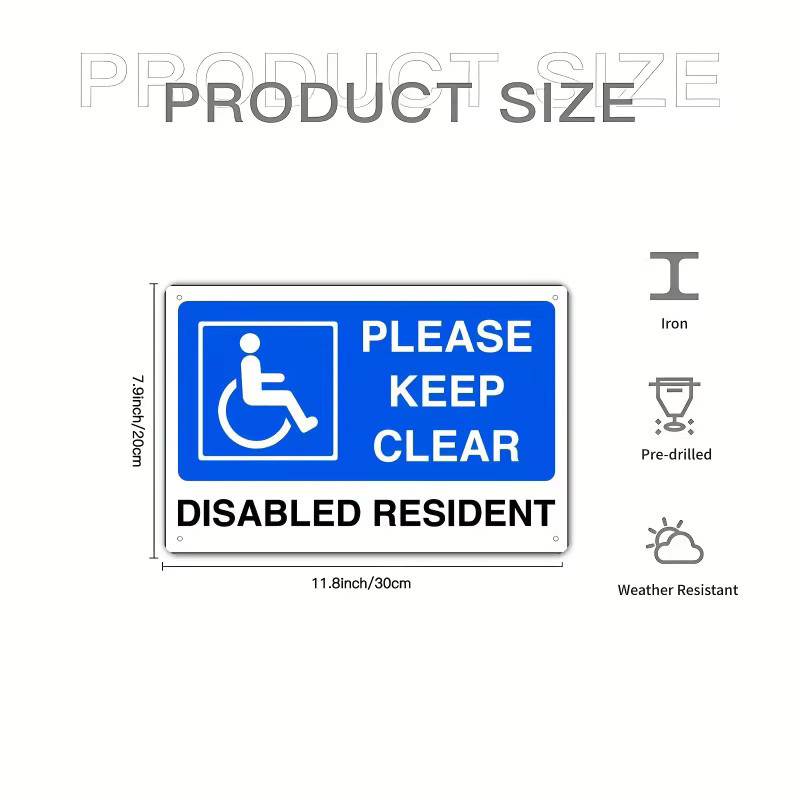 CIFBUY Metall-Blechschild Bitte halten Sie sich von behindertengerechten Parkplätzen fern, Wanddekoration Blau, Breite: 20 cm, Höhe: 30 cm - Bild 3