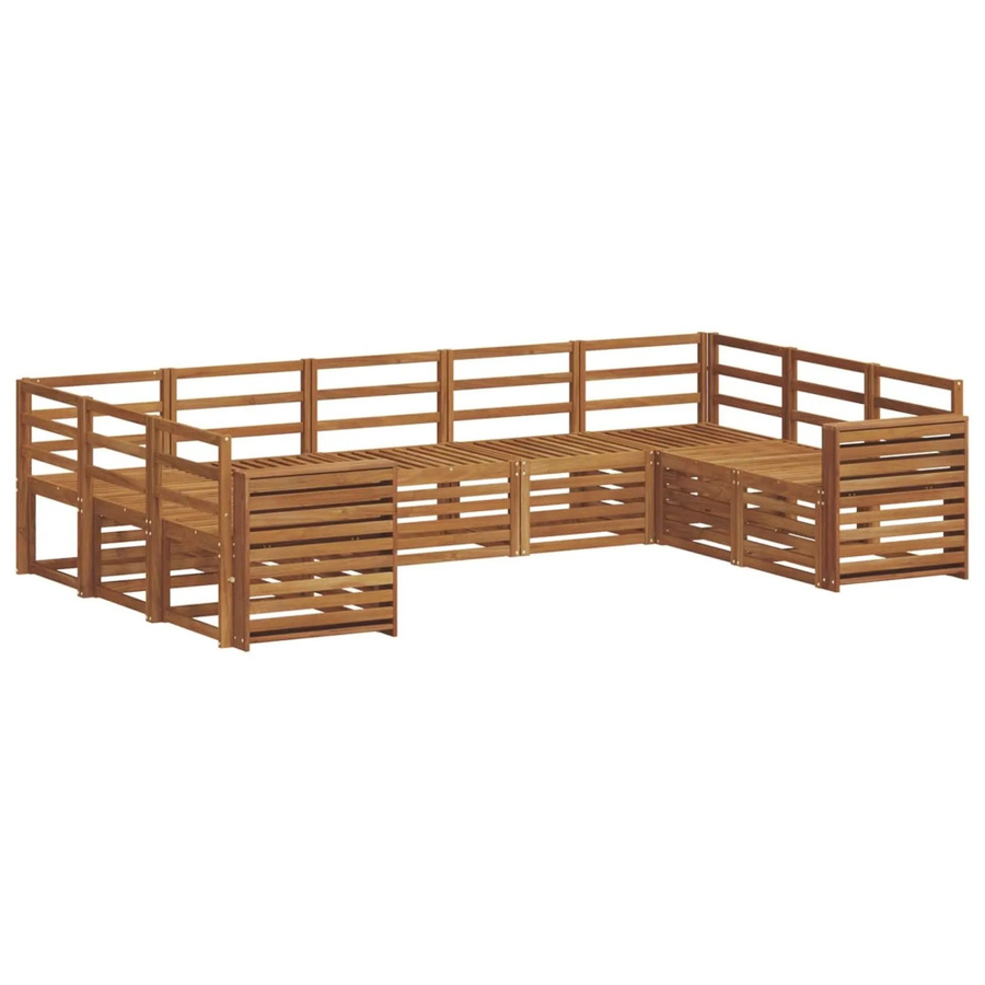 vidaXL Sofagarnitur 9-teilig aus Akazie Massivholz in Natur Braun, U-Form mit Latten-Design - Bild 2