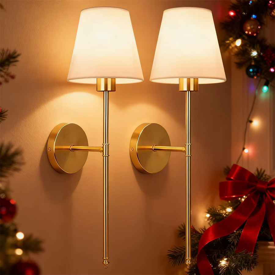CETANT Nordic LED Wandlampe Retro mit Stoffschirm, RGB, Akku und Fernbedienung, E27, Schwarz/Gold/Silber - Bild 2