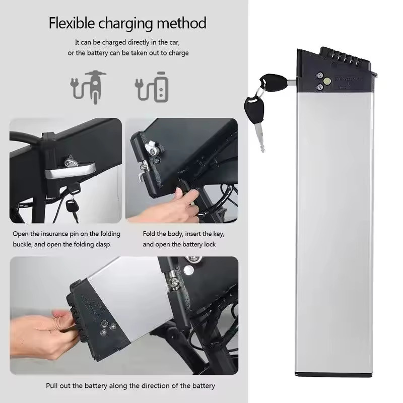 ALalito Lithium-Akku-Pack DCH-006 48V 20Ah in Silber als Ersatz für MX01 LAFLY X3 JINGHMA R7 R5 Falträder passend für 250W 750W 1000W Motoren - Bild 3