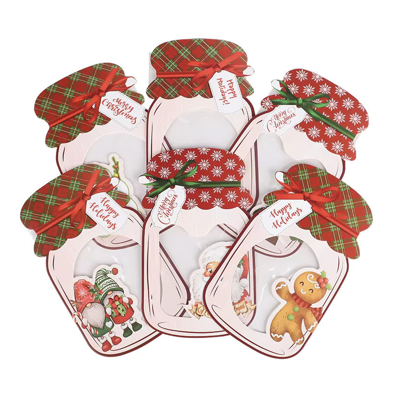 ZQNYCY Weihnachtliche Einmachglas Geschenkkarte mit Süßigkeiten Tasche für Party und Kinder, Mehrfarbig, Papier - Bild 4