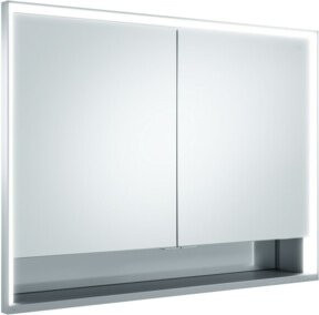 Keuco Royal Lumos Spiegelschrank mit zwei Drehtüren aus Kristall-Doppelspiegel, integrierter LED-Beleuchtung und offenem Ablagefach, Farbe: Silber, B/H/T: 100 x 73 x 13 cm - Bild 1