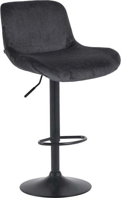 DELUKE Barhocker PONOR Barstuhl aus Samt in Schwarz, höhenverstellbar, drehbar mit Lehne, B/T/H: 50 x 50 x 85 cm - Bild 1