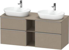 Duravit Waschtischunterschrank D-Neo in Beige Matt mit Schubladen und offenen Regalfächern, Wandmontage, B/T/H: 140 x 55 x 66,4 cm - Bild 1