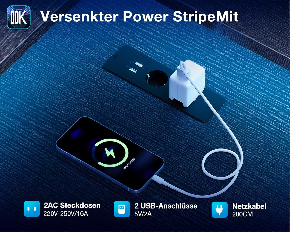 Coleshome Gaming Tisch mit LED und reversibler Platte in Schwarz, B: 150 cm, T: 102 cm - Bild 5