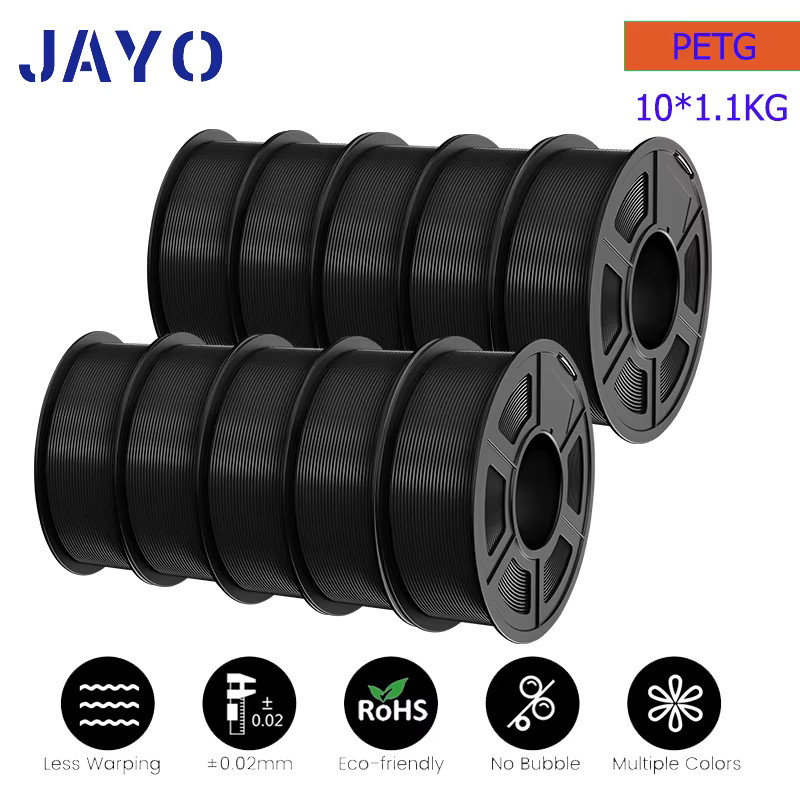 JAYO PETG Filament für FDM 3D-Drucker, 10 Rollen, 1,75 mm, Schwarz - Bild 5