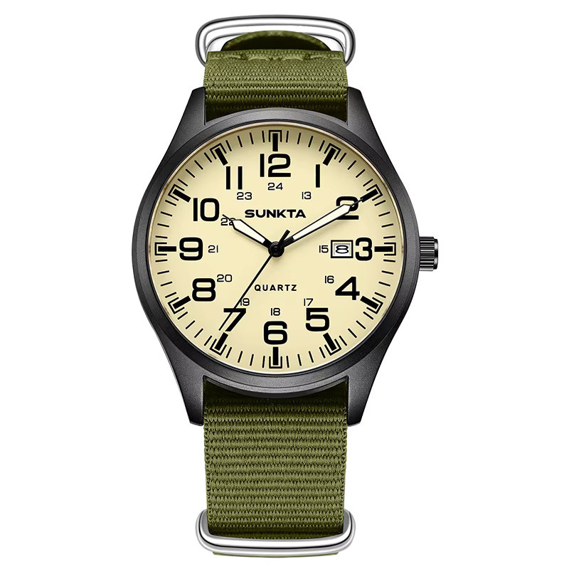 SUNKTA Armbanduhr Quarz, Edelstahl, Textil/NATO, Schwarz, Herren - Bild 6