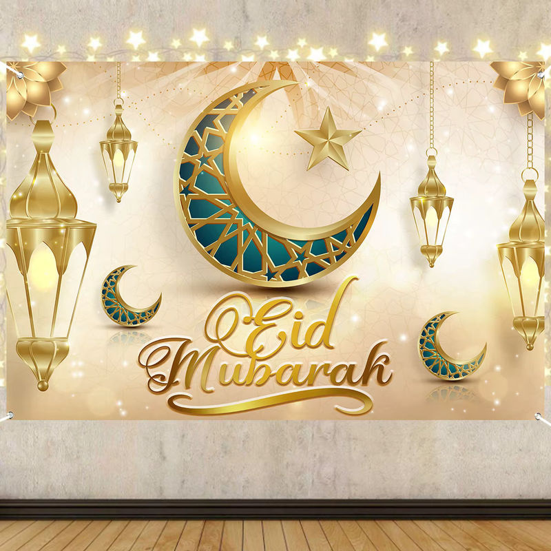 Islamische Ramadan und Eid Al Adha Dekoration mit Mond-Motiv, hängende Flagge in mehrfarbigem orientalischem Design - Bild 4