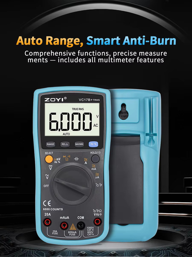 ZOYI Digitalmultimeter 17B MAX Intelligentes Hochpräzises Voltmeter mit Anti-Verbrennungs-Schutz in Blau - Bild 6