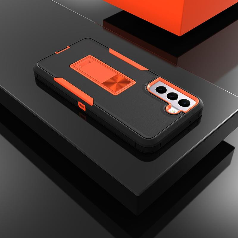 Matte Ständer Hülle für Samsung Galaxy S21 FE in Schwarz mit magnetischem Halter und Stoßschutz - Bild 2