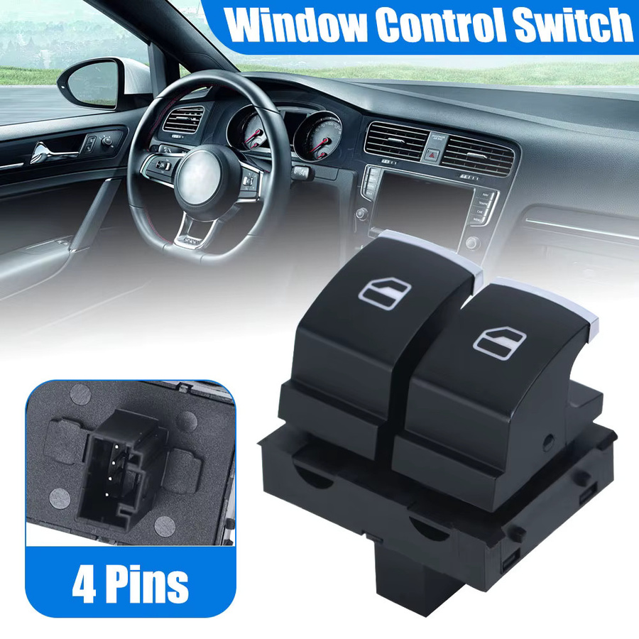 PQY Fensterheberschalter Knopf in Schwarz für VW EOS, Golf MK5, MK6 GTI, Scirocco, Tiguan und Polo 5 - Bild 2