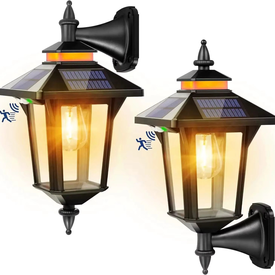 COLBOR Solar-Außenleuchten im Vintage-Design, 2er-Set, Schwarz, mit Bewegungsmelder, 2200 mAh, 3 Modi, IP65 wasserdicht, Warmweiß - Bild 7
