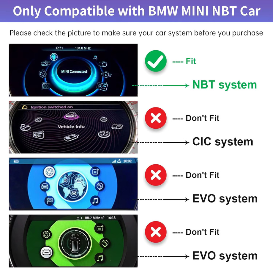 AUTOABC Kabelloses CarPlay Interface für BMW Mini Cooper One Hatch Clubman F55 F56 F54 F57 NBT System mit Android Auto und Mirror Link in Schwarz - Bild 2