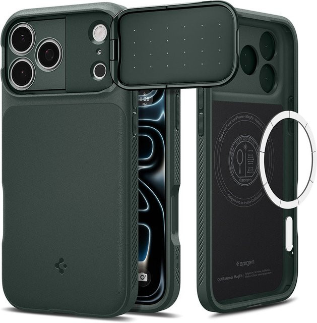 Spigen Optik Armor MagSafe-Hülle für Apple iPhone 18 Pro und iPhone 17 Pro in Grün - Bild 1