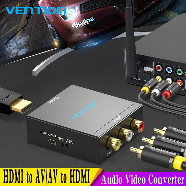 Vention HDMI zu AV Konverter und HDMI zu RCA Video-Adapter in Schwarz mit Mini-USB-Stromkabel für TV-Box, Projektor, Spielkonsole und PC - Bild 1
