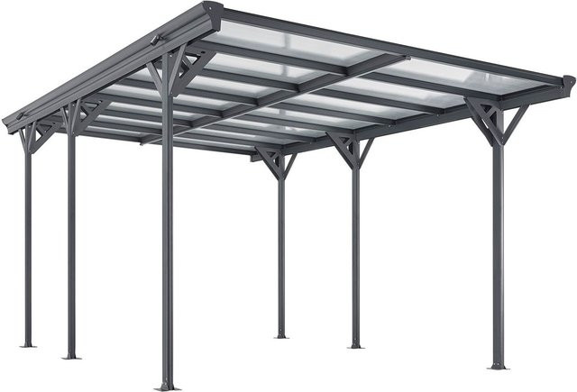Juskys Carport mit Flachdach aus Aluminium in Dunkelgrau mit Doppelstegplatten, B/T/H: 500 x 300 x 230 cm - Bild 1