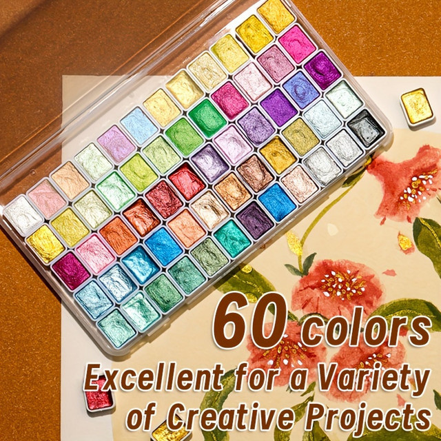 Tragbares Aquarellpigment-Set mit 60 Perlen in Multicolour für Künstler - Bild 1