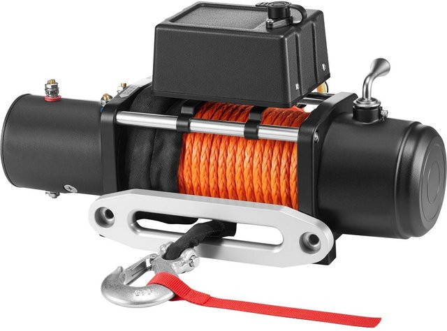 Elektrische LKW-Winde von Buying Solutions, MB mit Synthetikseil, Fernbedienung und wasserdichtem Aluminiumgehäuse in Schwarz - Bild 1