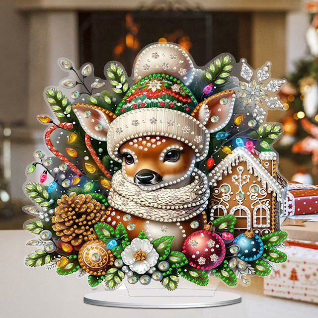 VKTECH Diamantmalerei Set Weihnachten Lebkuchen Mann Acryl Tischdeko Multicolour - Bild 1