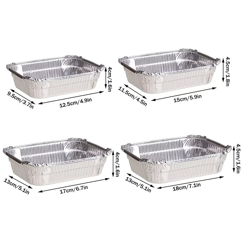 TPXCKz 10er Set Rechteckige Airfryer Backformen aus Aluminium mit Antihaftbeschichtung in Silber - Bild 6