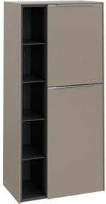 Villeroy & Boch Subway 3.0 Mittelschrank Taupe mit Glastüren und Alu-Griff, Wandmontage, B/H/T: 57,4 x 120 x 36,2 cm - Bild 1