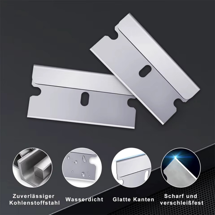 Rasierklingenschaber aus Edelstahl in Silber für Glasreinigung, Keramikherde und zur Entfernung von Farbe oder Aufklebern - Bild 2