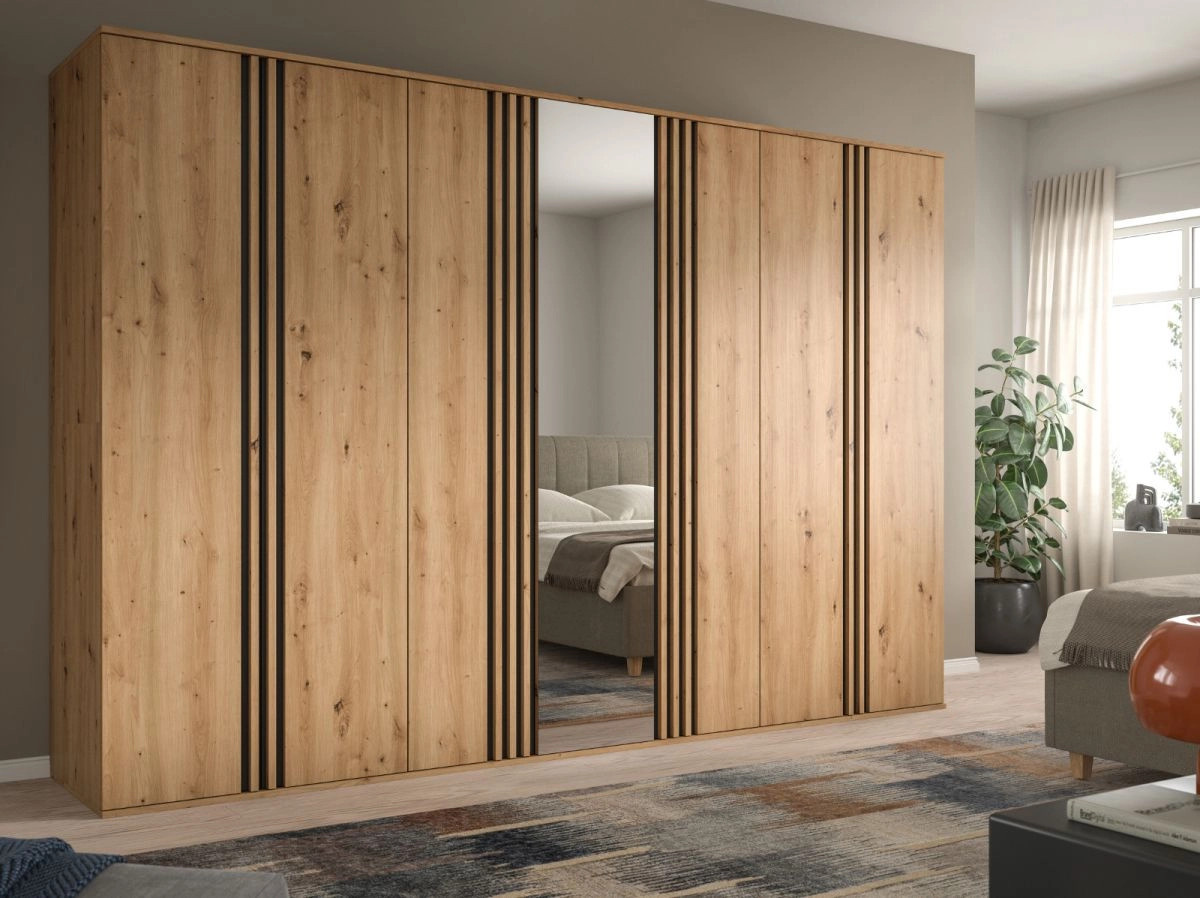 Kleiderschrank Björke mit Spiegel in Artisan Eiche, B/H: 280 x 192 cm - Bild 2