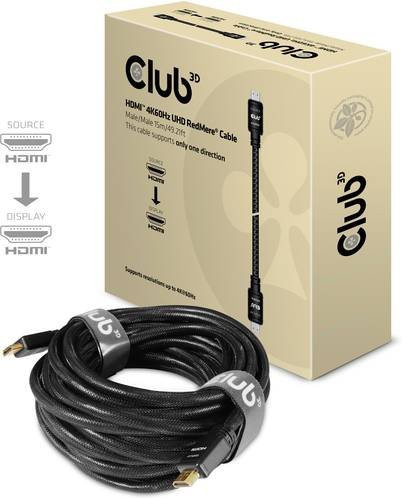 Club3D HDMI Anschlusskabel CAC-2314 Schwarz mit Ethernet und 4K Unterstützung, Länge: 15 m - Bild 1